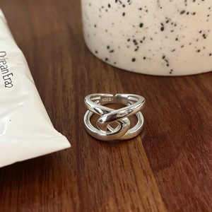 S925 Sterling Silver Intertwined Cross <b>Ring</b> For Women <b>Open</b> Index Finger Minimalist Design Everyday Wear - Product Image 2