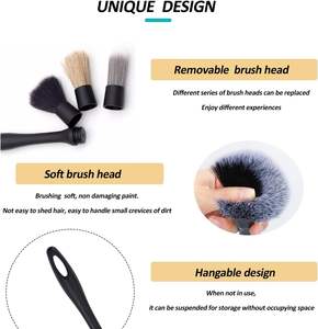 Kit de brosses de détaillage pour <span class=keywords><strong>voiture</strong></span> en poils de sanglier, intérieur et extérieur automobile, microfibre <span class=keywords><strong>anti</strong></span>-rayures, <span class=keywords><strong>brosse</strong></span> de détaillage automobile <span class=keywords><strong>anti</strong></span>-chimique - Product Image 3