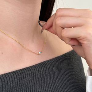 Dylam Simplicity Design <b>Solid</b> 925 Sterling <b>Silver</b> Link Chain Enamel 5A Cubic Zirconia Evil Blue Eyes Chain <b>Necklace</b> for Women - Product Image 3