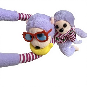 Peluche suave de 70 cm con diseño de mono con gafas, palmera y plátano bordados, con bebé y música, para venta al por mayor - Product Image 5