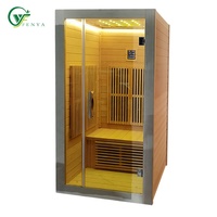 Sauna extérieur en bois massif de conception moderne pour 2 personnes, mini cube avec fonction infrarouge lointain