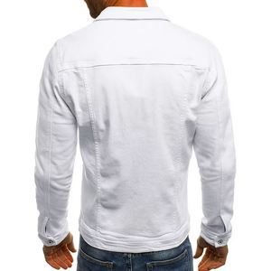 Solid Color Winter Season Washed Knitted Plus Size Breathable Denim Jackets Custom Design Casual Premium Quality Soft Men - Product Image 2