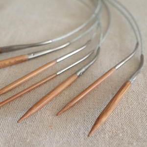Aiguille à tricoter circulaire en bambou carbonisé de 40 cm <span class=keywords><strong>pour</strong></span> chaussettes et <span class=keywords><strong>manches</strong></span>, avec fil d'acier - Product Image 2