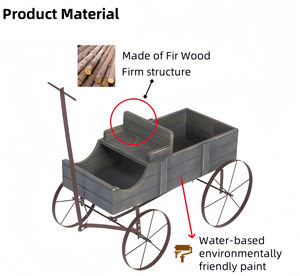 Chariot de jardin décoratif écologique <span class=keywords><strong>pour</strong></span> <span class=keywords><strong>potager</strong></span> surélevé, avec roues flexibles et longue poignée, facile à assembler - Product Image 3