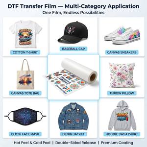 Rouleau de film PET DTF double face mat, pelable à chaud et à froid, 60 cm x 100 m, 75 µm, pour impression jet d'encre par transfert thermique sur t-shirts, tissus et vêtements - Product Image 5