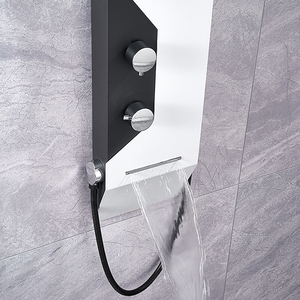 Panneau de douche intelligent en acier inoxydable 304 noir argenté brossé de haute qualité avec colonne de douche, cascade et jets spa - Product Image 6