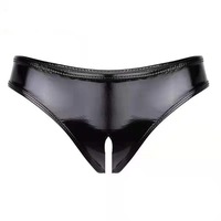 S-3XL 웨트룩 PVC 크로치리스 오픈 크로치 브리프 샤이니 PU 레더 비키니 쇼츠 타이즈 섹시 탕가 클럽웨어 여성 속옷 팬티