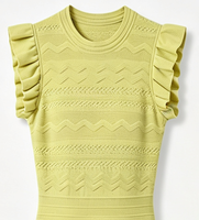 Robe pull midi en maille jacquard simple de haute qualité, col rond, sans manches, coupe trapèze, ajourée, pour femme, décontractée et élégante