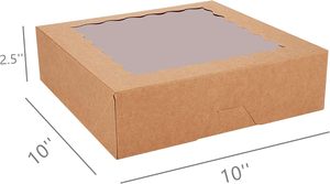 Tcoivs 20-Pack tái chế Bìa <span class=keywords><strong>Pie</strong></span> Hộp 10 "x 10" x 2.5 "dập auto-cửa sổ bật lên bánh hộp cho bánh nướng (Nâu) - Product Image 2