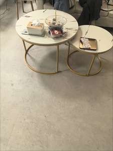 Meuble TV en bois d'Éthiopie de luxe en marbre et ensemble de 3 tables basses modernes pour le salon - Product Image 6