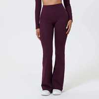 Celana Yoga Wanita Ramah Lingkungan Pinggang Tinggi Model Flare, Legging Yoga Penyangga Bokong, Celana Olahraga Kasual