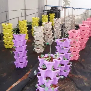 Plastic stacking flower pots hydroponics grow system for strawberry