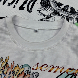 เสื้อยืดคอกลมคุณภาพสูง เนื้อผ้าหนา สตรีทแวร์แบบกำหนดเอง เสื้อยืดวาฟเฟิล ผู้ผลิตเสื้อยืดโอเวอร์ไซส์ พิมพ์ลายแขนยาว - Product Image 5