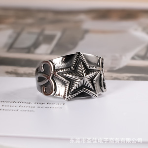 Bague étoile pour homme en alliage de zinc, étoile à cinq branches, bijoux hip hop, cadeau SA975 - Product Image 1