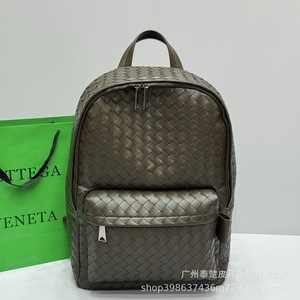 Woven Leather Men's <b>Backpack</b> <b>Large</b> Capacity 14 Inch Laptop Bag Commuter Travel Casual Style - Product Image 5