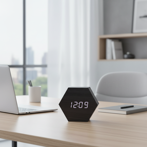 นาฬิกาปลุกอิเล็กทรอนิกส์ไม้ LED สำหรับการค้าต่างประเทศ ดีไซน์ทันสมัย สร้างสรรค์ เหมาะสำหรับหอพัก วางข้างเตียง ฟังก์ชั่นหลากหลาย ควบคุมด้วยเสียง - Product Image 3