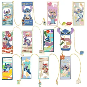 Anime Lilo & Stitch Ohana berarti keluarga membaca pecinta Bookmark hadiah buku pegangan gantung perlengkapan siswa dekoratif