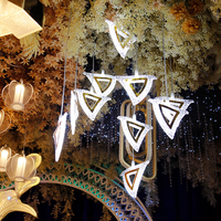 Nouvelle Suspension Acrylique 10 Têtes en Forme de Losange pour Mariage, Luminaire Festif Ambiance Guirlande Lumineuse