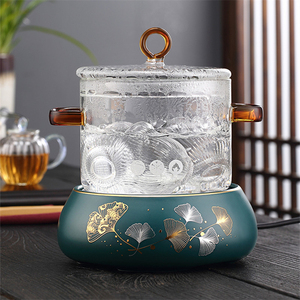 Casserole <span class=keywords><strong>en</strong></span> <span class=keywords><strong>verre</strong></span> borosilicate de haute qualité avec couvercle, poignée ambrée, écologique, faite à la main, résistante à la chaleur, compatible four et micro-ondes, tous types de cuisinières - Product Image 5