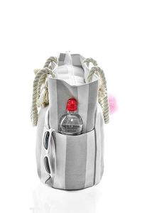<b>Large</b> Canvas Shoulder <b>Bag</b> - <b>Beach</b> Tote With Cotton Rope Handles and Cute Pompom - Product Image 5