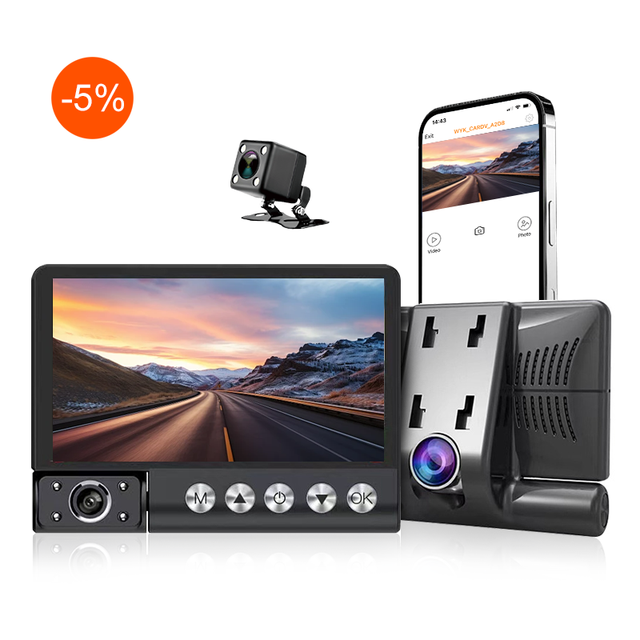 Car 1080P Triple Lens Wifi Dash Cam Motion Detection Front and Rear and Interior 3 Camera Dashcam Car Camera