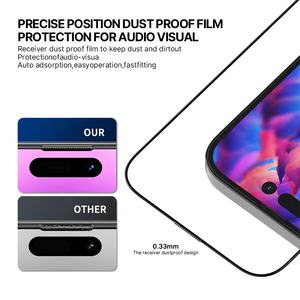 Kit de Instalación de Protector de Pantalla de Vidrio Templado con Marco para <span class=keywords><strong>iPhone</strong></span> 14 Pro, Fácil de Instalar, con Posicionamiento de Teléfono - Product Image 4