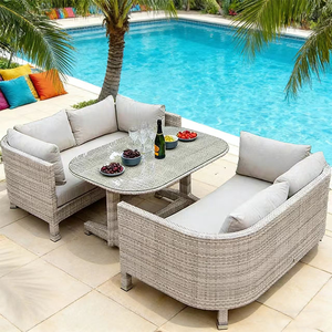 Canapé de jardin moderne en aluminium nordique avec cadre en rotin PE, combinaison imperméable pour <span class=keywords><strong>terrasse</strong></span> extérieure, mobilier de cour, canapé-lit - Product Image 3