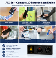 Módulo Escáner de Códigos de Barras 1D 2D Integrado AD326, Escáner de Códigos QR, Motor de Escaneo CMOS, USB TTL 232 de Alta Velocidad para Punto de Venta, Kiosco, Control de Acceso