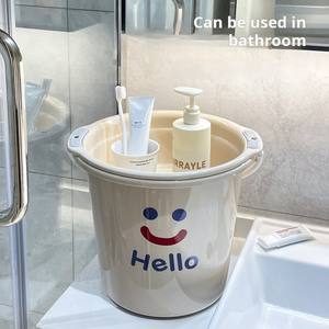 Seau à Eau avec Poignée Visage Souriant, Joli Baquet Domestique en Plastique pour Bain, Nettoyage, Rangement, Design <span class=keywords><strong>Expression</strong></span> Heureuse - Product Image 5
