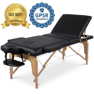 Mesa de Masaje Reclinable de Madera de Haya de 3 Secciones |   GPSR ISO9001 |   Cama de Fisioterapia Ajustable para <span class=keywords><strong>Spa</strong></span> <span class=keywords><strong>y</strong></span> Salón de Belleza |   Fábrica OEM ODM - Product Image 1