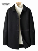 Automne nouveau manteau décontracté pour hommes Version coréenne lâche bouton court simple boutonnage pardessus imperméable laine Nylon tricoté coton