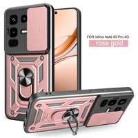 Coque de téléphone portable antichoc avec béquille et anneau de support coulissant pour caméra, compatible avec Infinix Note 50 Pro Plus 30 5G 20 4G Ultra