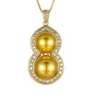 Nouveauté 2026 : Collier pendentif gourde en cuivre plaqué or avec perle simulée pour femme, 16-14 mm - Product Image 5
