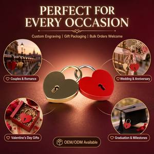 Cadeau de la Saint-Valentin Logo personnalisé Cadenas à clé d'amour coloré durable Serrure coeur poli Produit en usine - Product Image 3