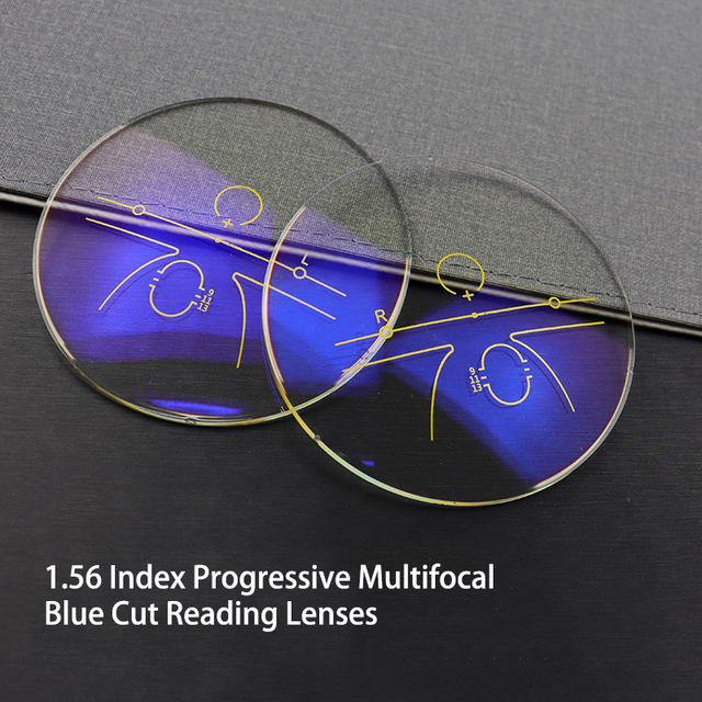 Customized Progressive HMC Blue Cut 1.56 Resin Multifocal Eye Protection Clear Prescription Optical Eyeglasses Lenses