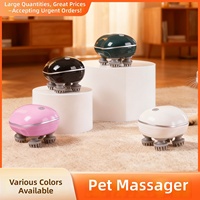 Masseur électrique pour animaux de compagnie, masseur rechargeable pour chats avec 4 têtes de massage en silicone, outil de soulagement du stress pour chats et chiens, toilettage