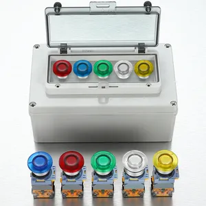 Interrupteur à bouton-poussoir champignon momentané à rappel automatique de 22 mm avec lumière LED pour équipement mécanique, étanche IP65 - Product Image 3