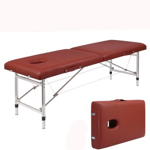 Lit de massage pliable portable à 2 sections, de haute qualité et bon marché, réglable en hauteur, pour <span class=keywords><strong>spa</strong></span>, salon de beauté, tatouage, table de massage faciale - Product Image 4