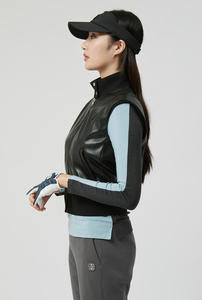 Nuovo stile originale abbigliamento da Golf gilet senza maniche da donna in pelle ecologica Casual tinta unita gilet Premium da donna gilet da Golf - Product Image 5