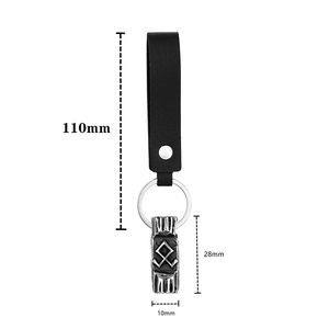 yunnique Nordic Viking Rune Keychain Stainless Steel Retro Leather <b>Key</b> <b>Chain</b> Men's Jewelry Cross Border Style VK1203 - Product Image 4