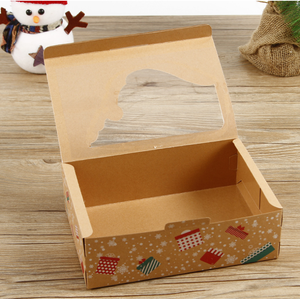 Christmas kraft paper packaging box window cookie gift box Christmas human shaped gingerbread cookie folding packaging box