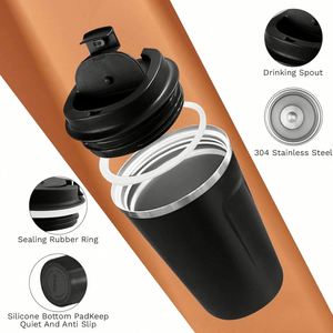 Taza de Café de Viaje Aislada de 12oz/17oz con Logotipo Personalizado, Antiderrames, Antifugas, de Acero Inoxidable Reutilizable, con Tapa - Product Image 3