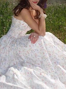 Élégant Slim plissé imprimé sans manches Maxi robes esthétique hors épaule Spaghetti sangle robe femmes fête Vestidos - Product Image 5