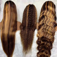 Peluca de Cabello Humano Vietnamita Virgen SDD, Rizos Voluminosos, Densidad 250%, Sin Pegamento, Lista para Usar, Encaje Frontal HD 13x6, Precortada y Predecolorida