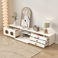 Ensemble meuble TV et table basse en bois moderne avec rangement, meuble TV en bois massif, meuble de salon avec tiroirs