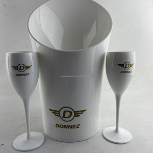 Refroidisseur de bouteille de Champagne de vin fait par acrylique blanc avec le <span class=keywords><strong>verre</strong></span> à vin en plastique blanc - Product Image 5