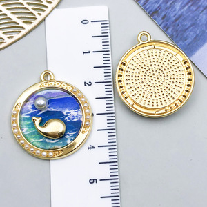 Nouvelles breloques tendance en métal, coquillages et étoiles <span class=keywords><strong>de</strong></span> mer sur fond bleu océan, pendentifs romantiques <span class=keywords><strong>de</strong></span> <span class=keywords><strong>jardin</strong></span> français, fleurs 3D, accessoires <span class=keywords><strong>de</strong></span> bijoux - Product Image 3