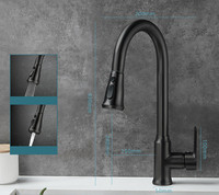Robinet de cuisine extractible à poignée unique de style contemporain mitigeur d'évier en acier inoxydable avec robinet d'eau chaude et froide