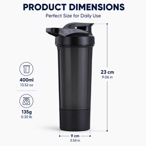 Botella Mezcladora Portátil de Plástico de 400ml/12oz para Proteína en Polvo, Vaso <span class=keywords><strong>Shaker</strong></span> Conveniente para Deportes al Aire Libre, Fitness y Gimnasio - Product Image 5