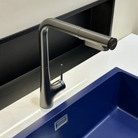 Robinet de cuisine multifonctionnel en alliage de cuivre, design moderne et minimaliste, commande à levier unique, cartouche céramique